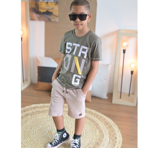 Conjunto: estampada STRONG+ bermuda taupe 
