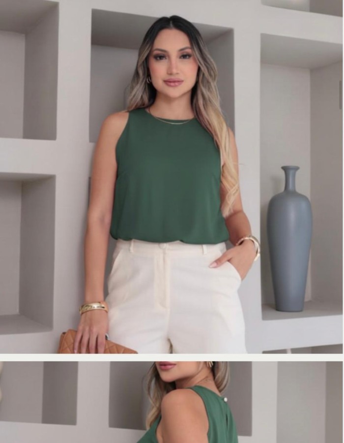 BLUSA SEM MANGA FORRADA BÁSICA