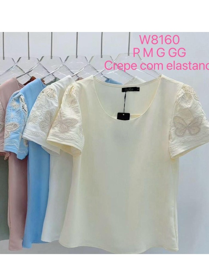BLUSA CREPE C/ DETALHE NA MANGA
