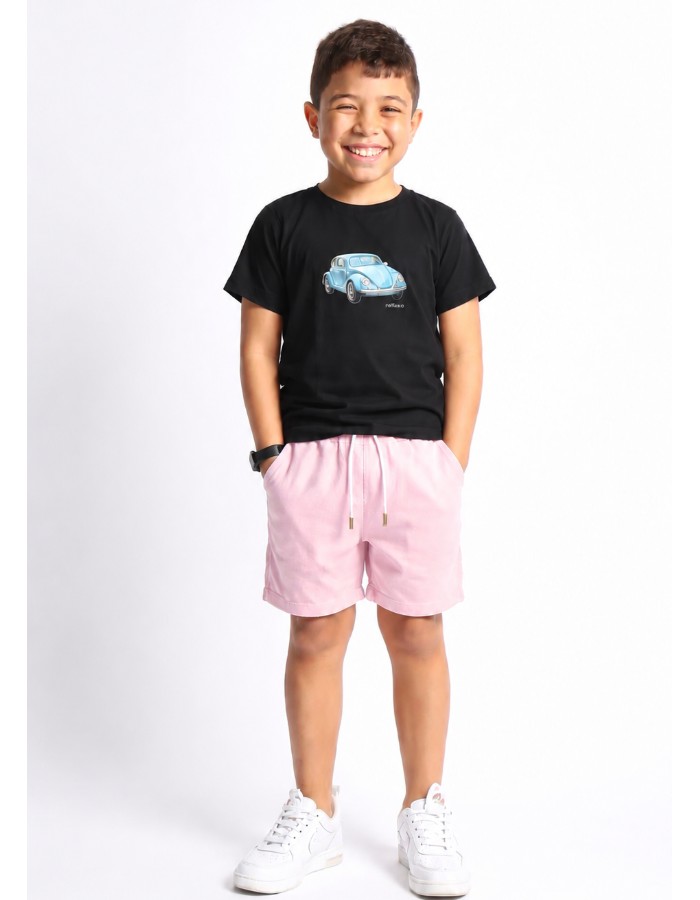 SHORT MAURICINHO DE LINHO ROSA BB