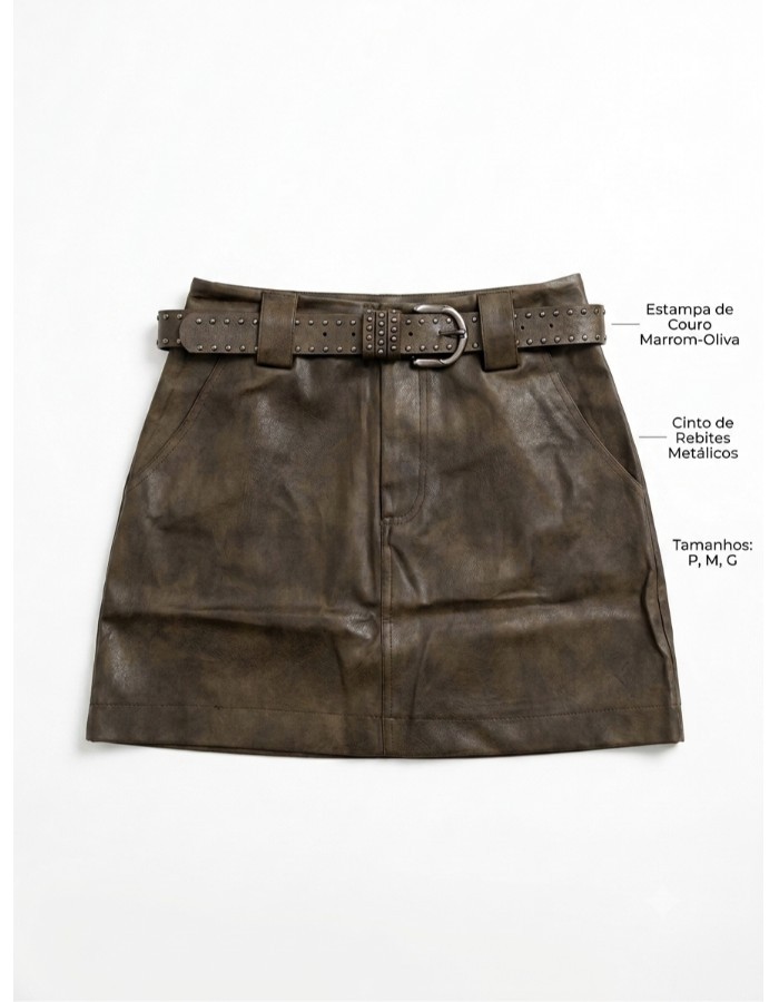 Short saia couro 