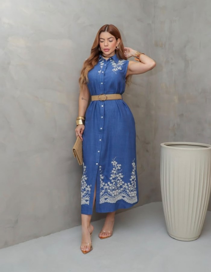 VESTIDO BORDADO SEM MANGAS