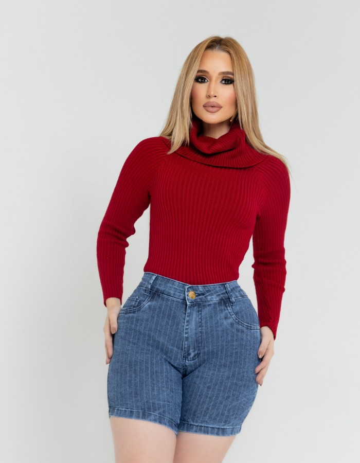 Meia coxa Marmo azul listra