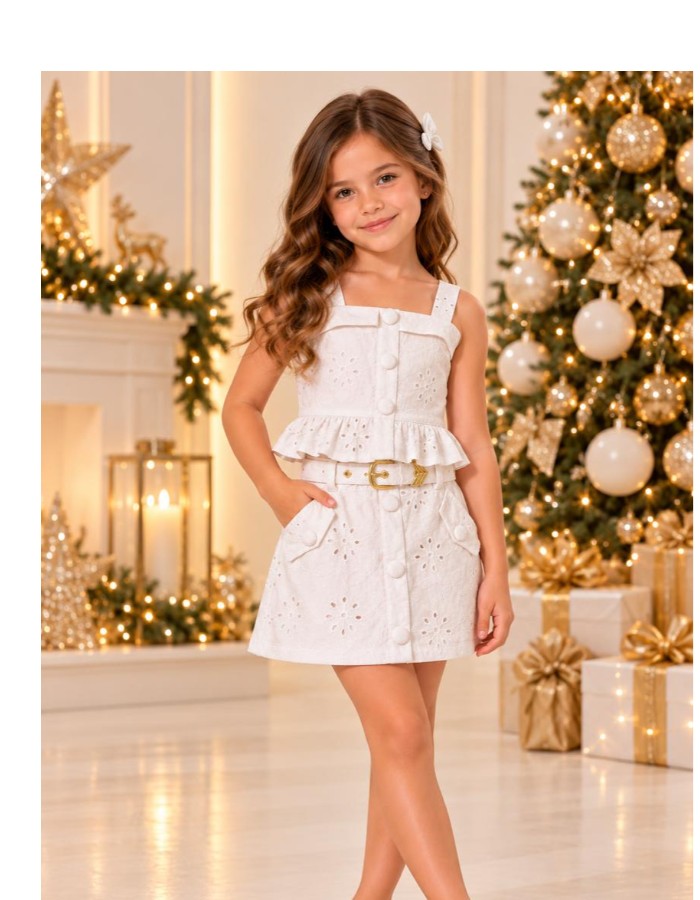 CONJUNTO MALHA LAISE SHORT SAIA COM CINTO E ABAS NO BOLSO