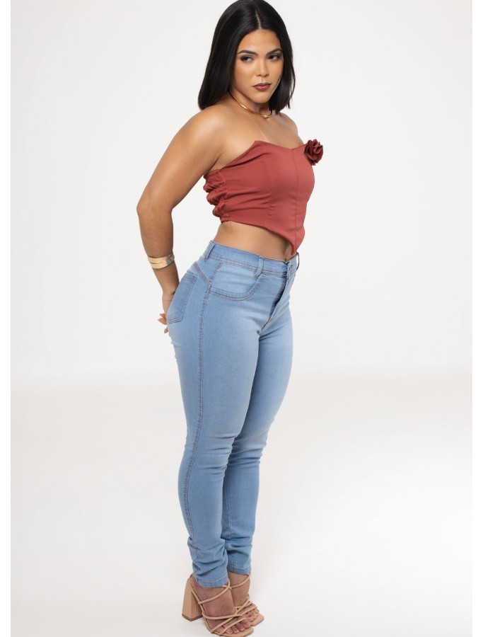 CALÇA SKINNY FEMININA CRISTAL CLARO