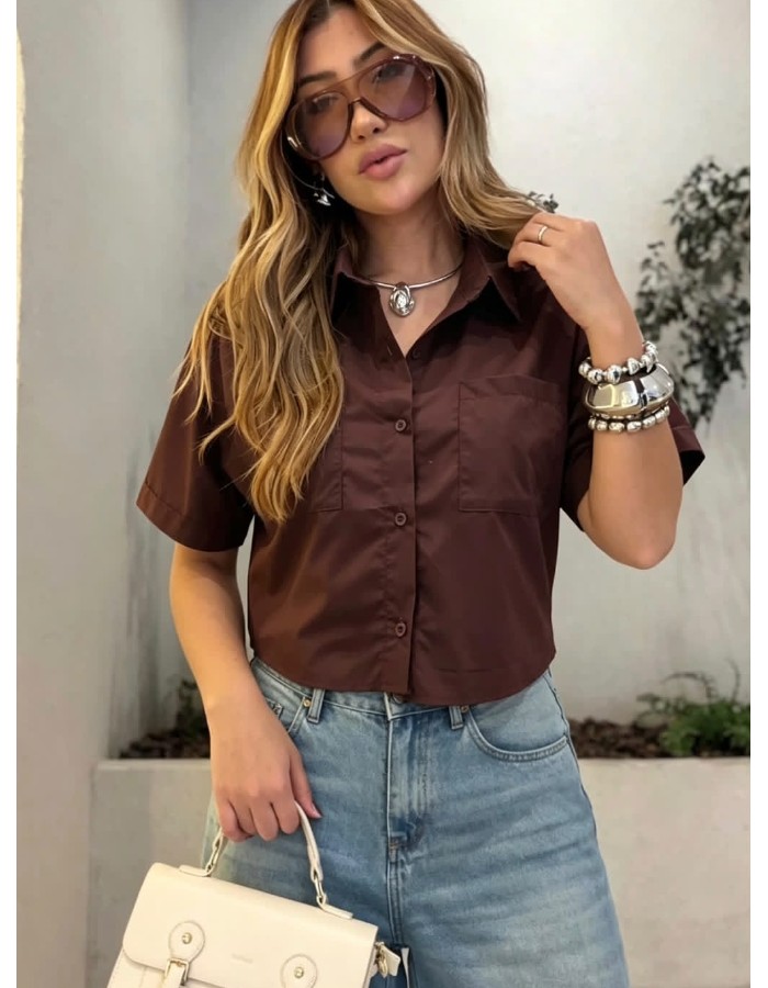 CAMISA MANGA CURTA EM TECIDO 