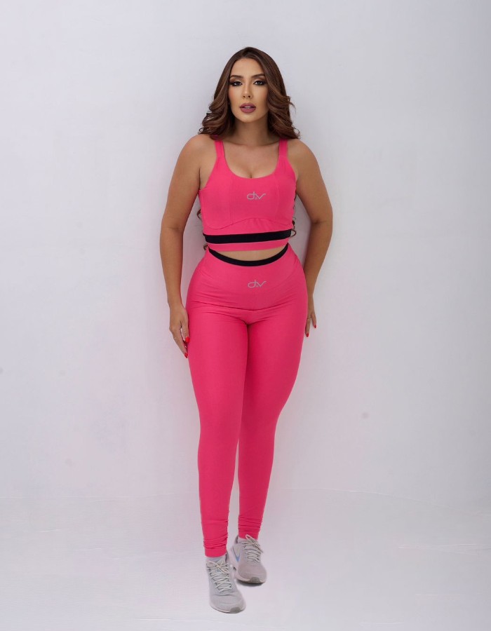 CONJUNTO DE CALÇA POLIAMIDA CANELADO C' DETALHE