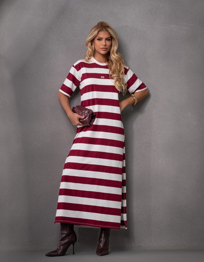 VESTIDO MIDI LISTRADO