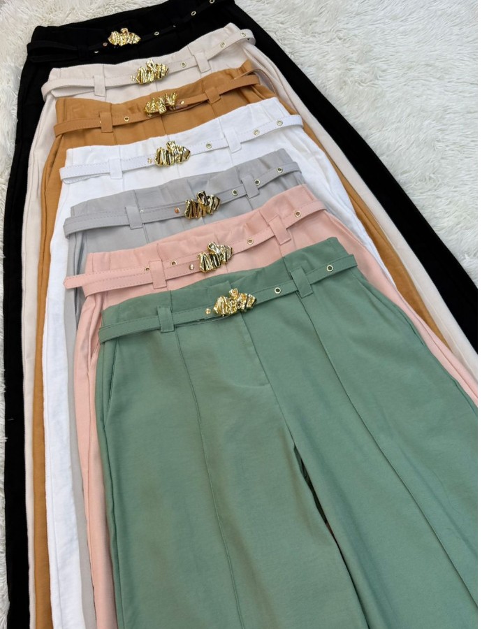CALÇA CINTO COR DA  PERÇA TECIDO MARANTE PREMIU