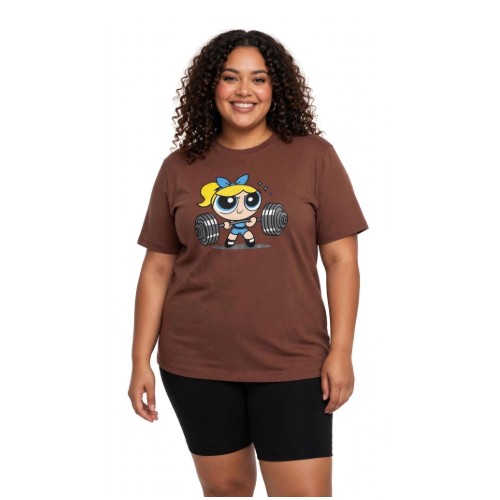 Camiseta oversize suede super poderosa lindinha 