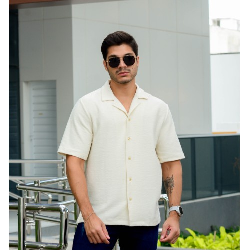 CAMISA CUBANA TEXTURIZADA ONDAS