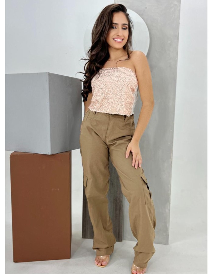 Calça Feminina Cargo caqui