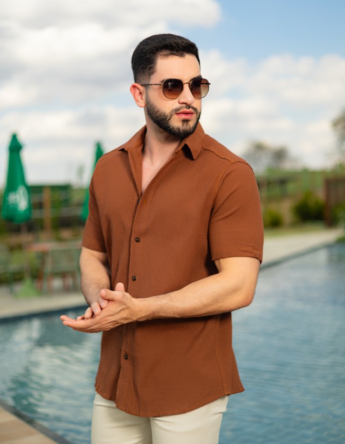 Camisa Miami Texturizada Gola Tradicional  M/C (R:11-B)