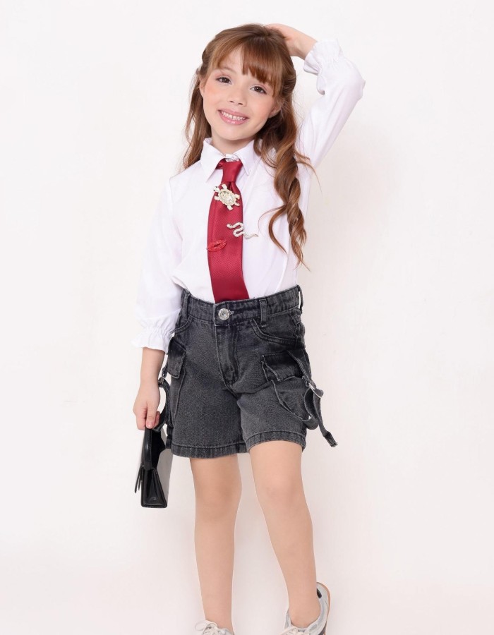 BERMUDA BLACK INFANTIL DESGRADEADA