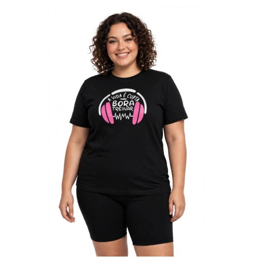 Camiseta oversize suede a vida é curta bora treinar 
