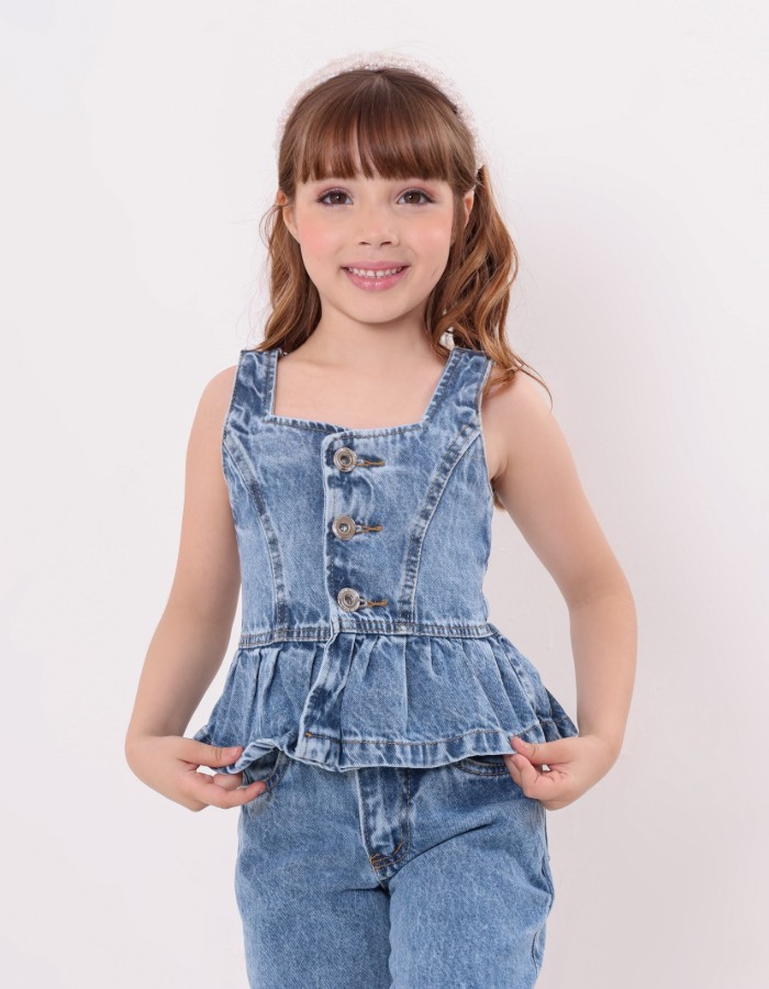 CROPPED JEANS INFANTIL DESGRADEADO