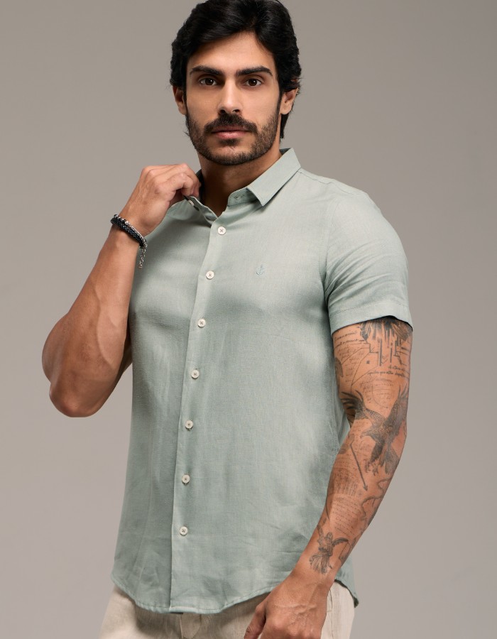CAMISA LINHO CAMBRAIA MC