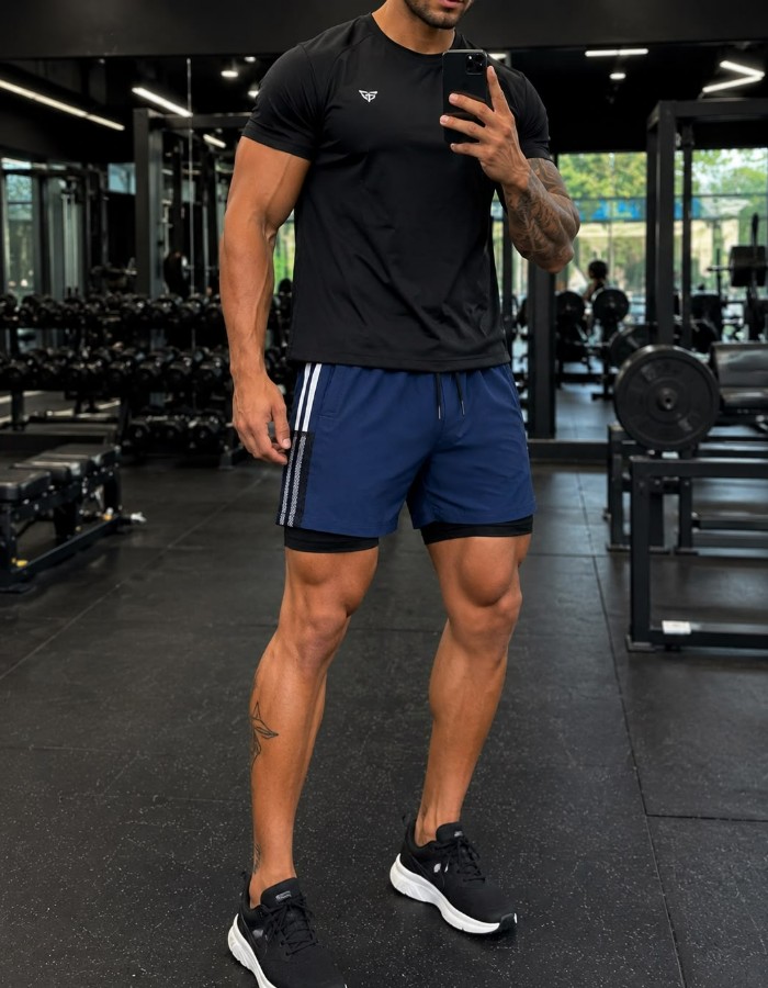 SHORT DUPLO FAIXA TACTEL MASCULINO