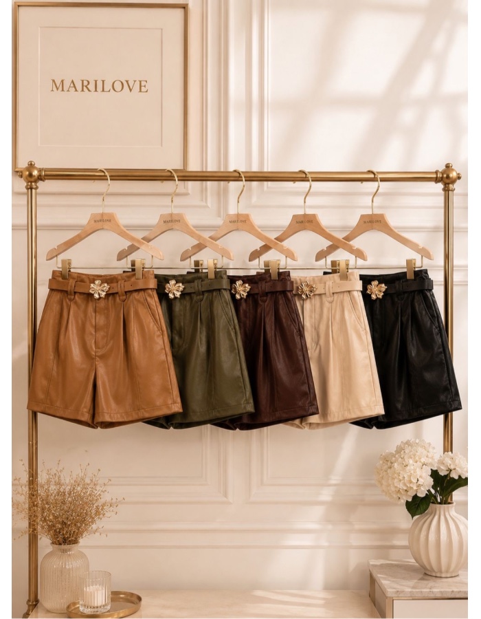 Short de couro Amélia