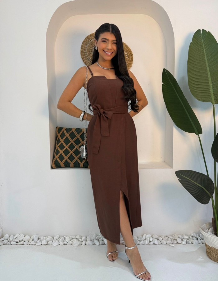 VESTIDO MIDI MARRANT ELASTEX ATRÁS ÚNICO