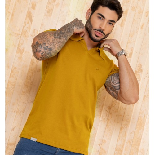 Camisa polo v suedine 