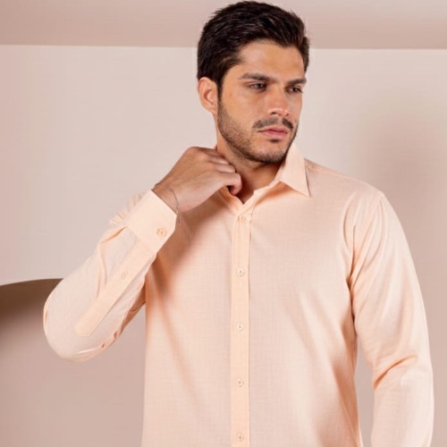 Camisa manga longa linho gola tradicional