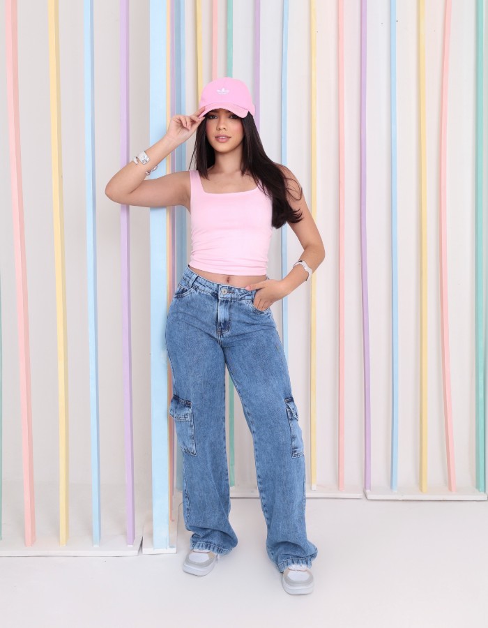 CALÇA WIDE LEG CARGO