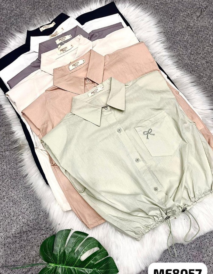 BLUSA DE LINHO BORDADO LAÇO NO BOLÇO