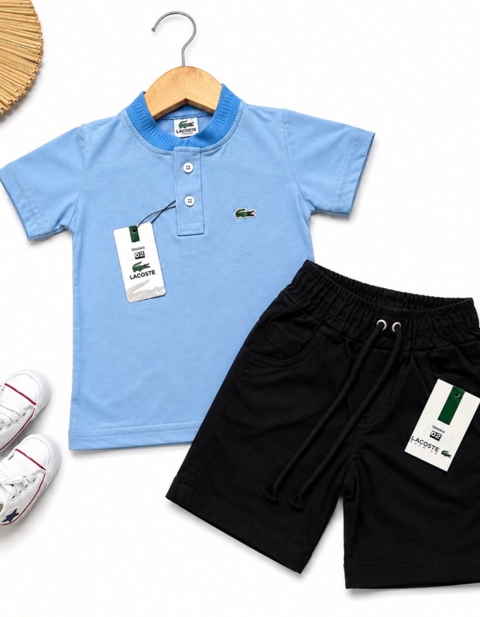 Conjunto gola padre e bermuda brim Lacoste 