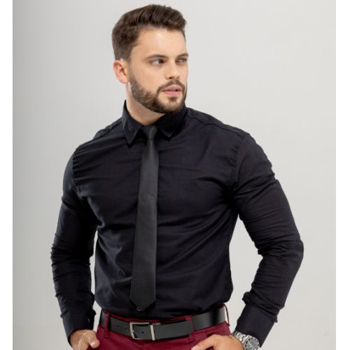 Camisa manga longa linho gola tradicional 
