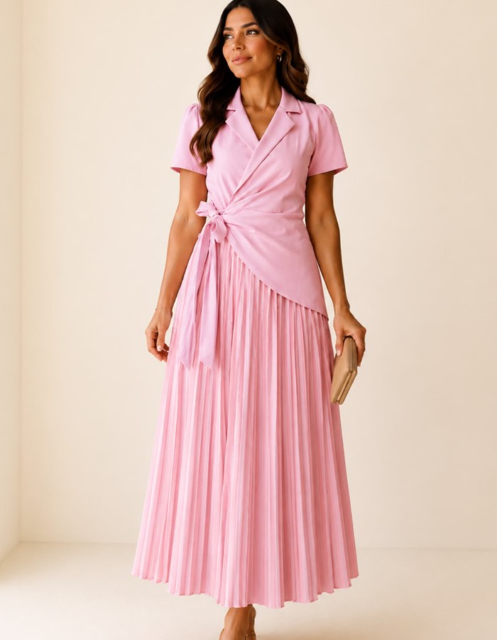 VESTIDO PLISSADO AMARRAÇÃO