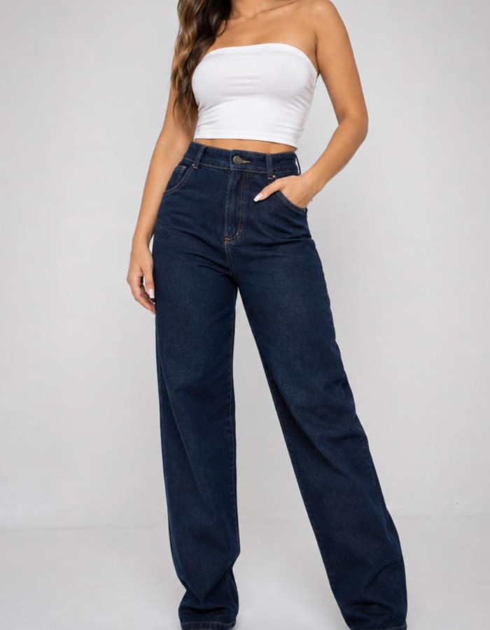 CALÇA WIDE LEG AZUL SUJINHO