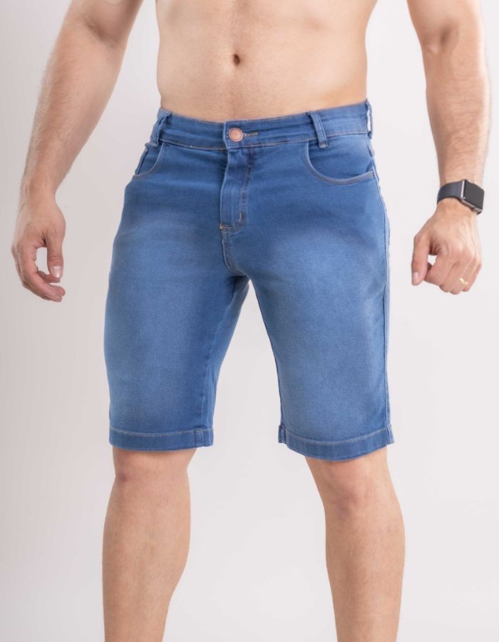 BERMUDA CLÁSSICA JEANS  DELAVE PIST. L. MEL CLARO