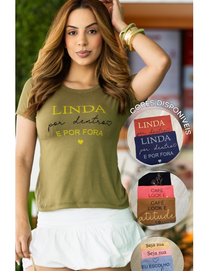 BABY LOOK SUEDE ESTAMPADA FRASES 