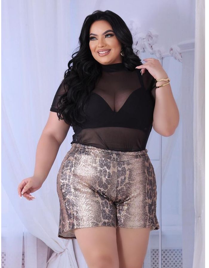 Conj. Blusa tule + short paetê 