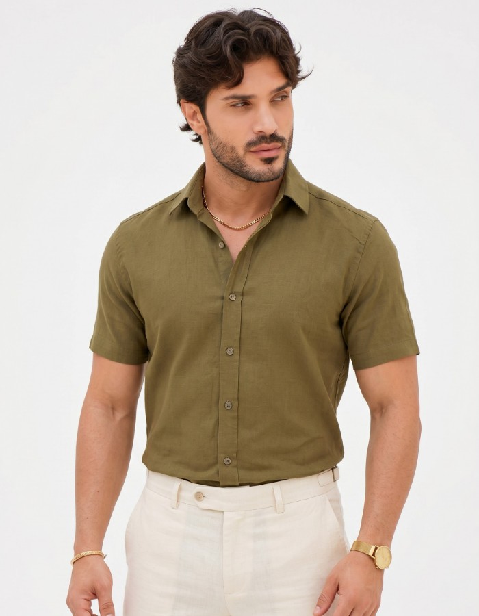 Camisa Linho Premium Lisboa M/C  (R: 7-C)