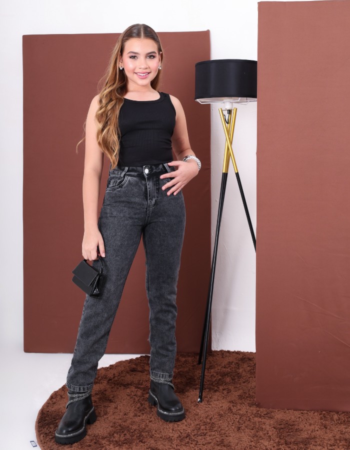 CALÇA MOM BLACK