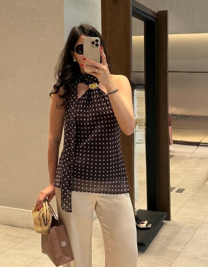 BLUSA POÁ TECIDO CHIFFON FORRDA