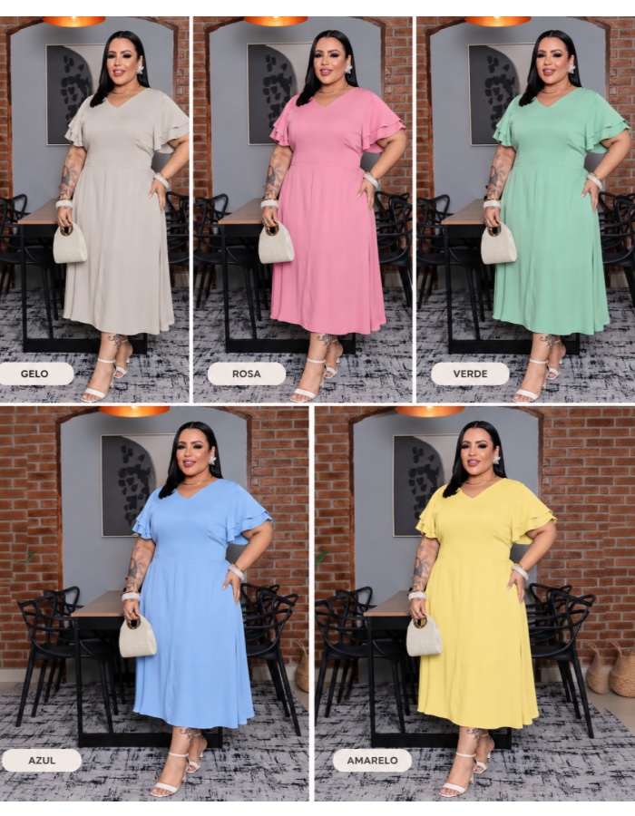 Vestido longo plus Bruna