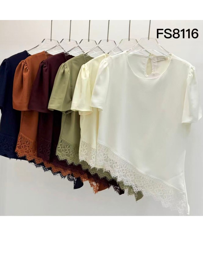 BLUSA CREPE SEDA C/ CROCHE NA BARRA