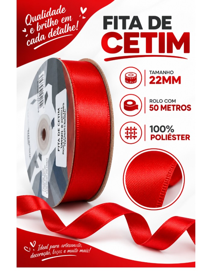 FITA DE CETIM N.5 22MM - ROLO C/ 50 METROS
