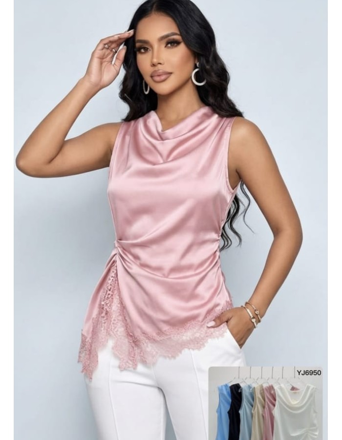 BLUSA CREPE SEDA C/ DETALHE DE RENDA
