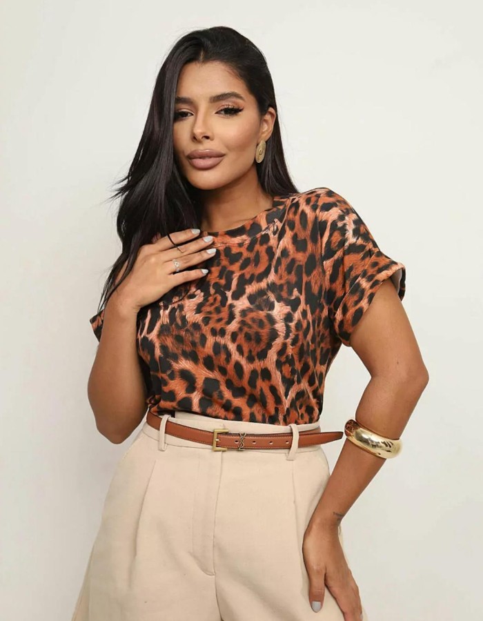 BLUSA ONÇA DOBRADINHA