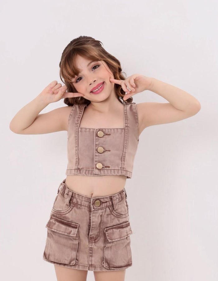 CROPPED CASTANHO ESCURO INFANTIL DESGRADEADO