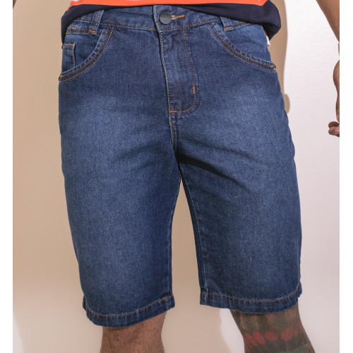 Bermuda jeans diferenciada lisa 