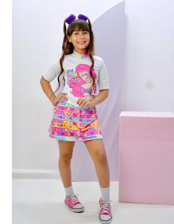 Conjunto princesa Ariel Com short saia 