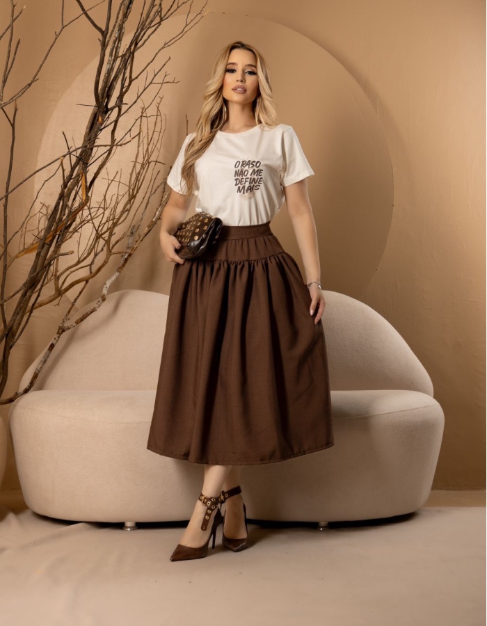 CONJUNTO TEE E SAIA MIDI