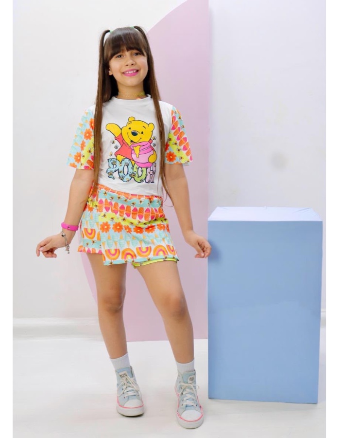 Conjunto poooh short saia 