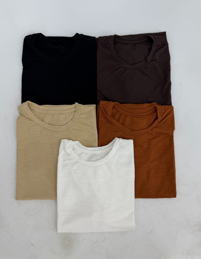GOLA CARECA TEXTURIZADA LINTON SOLID COM DECOTE MANGA E GOLA