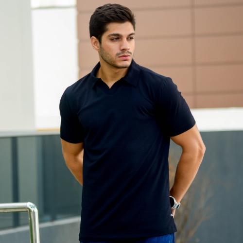 CAMISA GOLA V POLIAMIDA TEXTURIZADA 